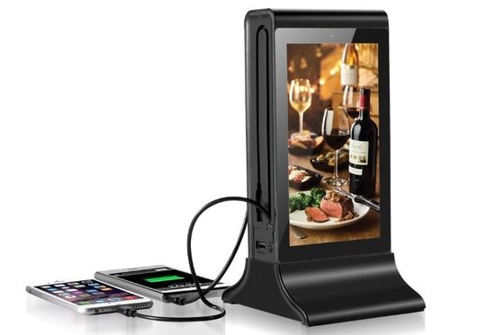 Schwarzer Metallrahmen Multi-Screen Digital Signage Portable Neues Desktop Kleines Werbe-Player mit Ladestation